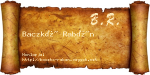 Baczkó Rabán névjegykártya